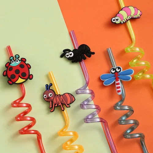 Miniatura 2 de Suministros de fiesta de cumpleaños de 24 insectos, popotes de plástico reutilizables para decoraciones de fiesta temática de insectos con 2