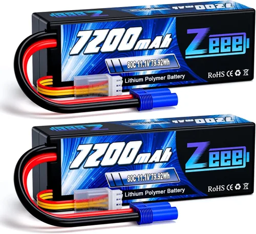 Zeee 3S Lipo Batería 7200mAh 11.1V 80C con conector EC5 Estuche rígido Batería compatible con RC Car RC Truck RC Boat LOSI Associated Racing Hobby