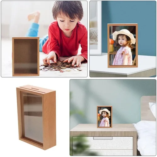 Miniatura 6 de Zerodeko Hucha para adultos, de madera, hucha para adultos, caja de fotos, caja de sombra para niñas, caja decorativa de sombra para el hogar