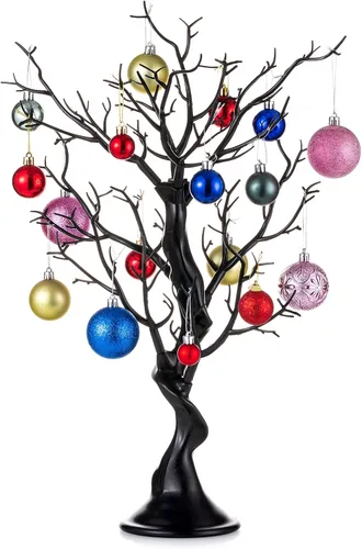 Sziqiqi Árbol artificial pequeño para centro de mesa, árboles falsos negros de 1.9 pies, árbol sintético para fiesta, cumpleaños, jardín, hogar,