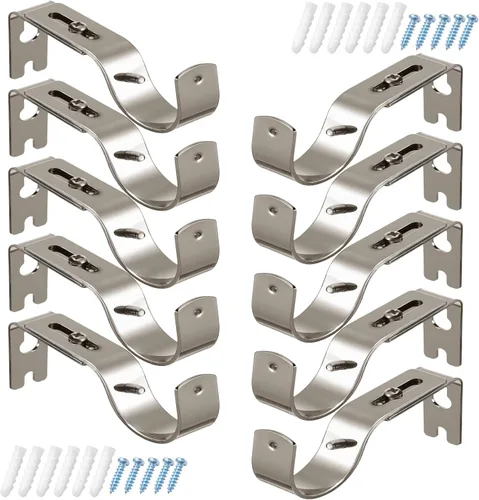 Miniatura 19 de Frienda 4 soportes de barra de cortina resistentes pintados de plata ajustables para barra de cortina de 1 pulgada de diámetro, soportes de Plata