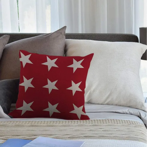 Miniatura 4 de HGOD DESIGNS Funda de almohada de estrella blanca, diseño abstracto de estrellas de Estados Unidos sobre fondo rojo, fundas de almohada decorativas