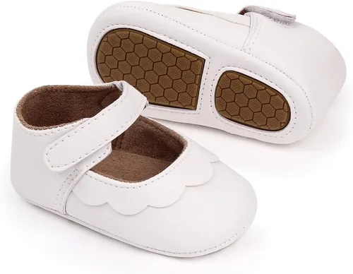Miniatura 2 de Infant Baby Girls Mary Jane Shoes Non-Slip Rubber Sole Ballet Slippers Princess Dress Wedding Shoes Newborn Crib Shoes