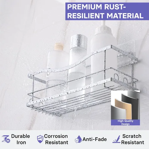 Miniatura 2 de KINCMAX Organizadores de Ducha de Hierro - Estantes de Baño Autoadhesivos para Duchas - Estante Organizador de Champú para Pared - Organizador