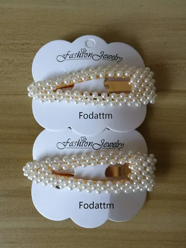 Miniatura 8 de Fodattm 2 pinzas para el pelo de perlas de imitación dulce, horquilla simple de aleación de moda BB accesorios para el cabello para mujeres
