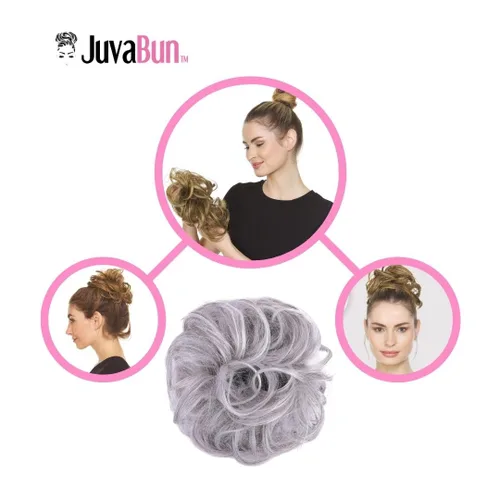 Miniatura 6 de Juvabun Messy Bun 2.0 - Extensión de cabello de moño desordenado de color gris claro, suave y ligero, para mujer, uso diario Gris claro 2.0