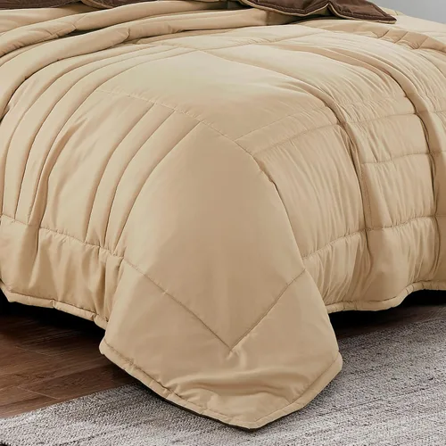 Miniatura 4 de ESCA Fawda - Juego de colcha acolchada reversible de 3 piezas con 2 fundas de almohada, tamaño King/Cal King