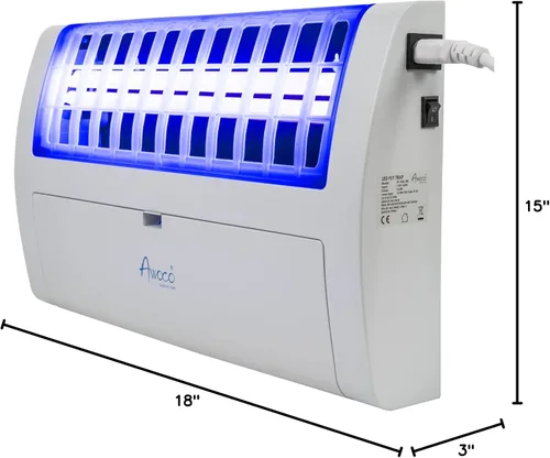 Miniatura 9 de Awoco LED 13W 100V-240V Lámpara de trampa para moscas pegajosa de montaje en pared para capturar moscas, mosquitos, polillas e insectos voladores