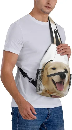 Miniatura 8 de PHIDOL Flower Gerbera - Mochila bandolera para hombre, bolsa de viaje para senderismo, bolsa de hombro cruzada., cachorros de golden retriever