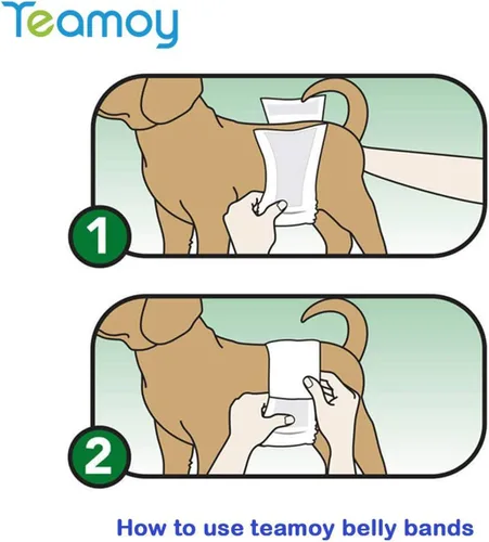 Miniatura 6 de Teamoy Bandas para el vientre para perros machos con almohadillas extraíbles, reutilizables, lavables, pañales para cachorros (paquete de 3), S