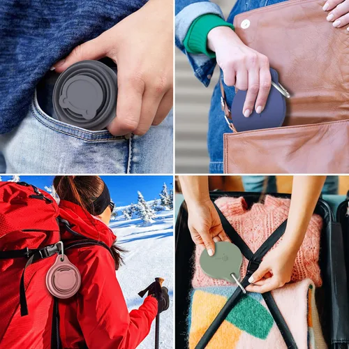 Miniatura 6 de IYYI Taza plegable para viajar, taza plegable de silicona, taza de camping con tapa, taza plegable para camping, senderismo, al aire libre, viajes