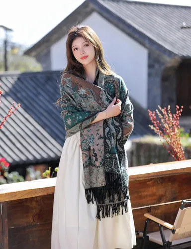 Miniatura 48 de iCuviy Bufanda grande de moda para invierno, chales y envolturas para mujer, extra suave, sensación de cachemira, bufandas frías para mujer