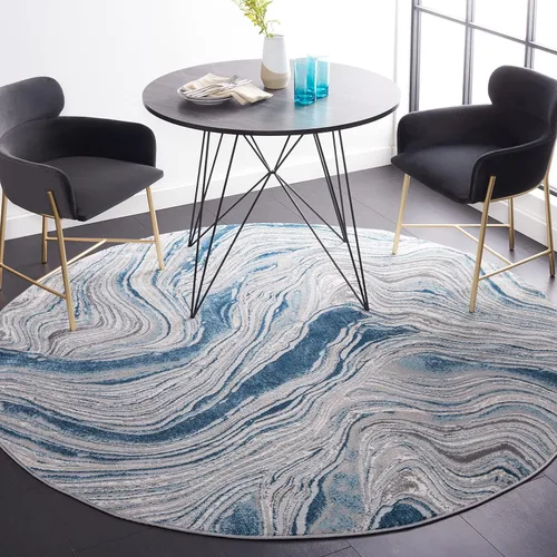 Miniatura 14 de SAFAVIEH Meadow Collection - Alfombra para pasillo, 2 x 7 pies, azul y gris, diseño abstracto moderno, no desprende pelusa y de fácil cuidado, ideal