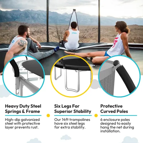 Miniatura 3 de SkyBound Trampolín con red de seguridad – Trampolín grande de 10 pies, 12 pies, 14 pies, para patio trasero, al aire libre, aprobado por ASTM