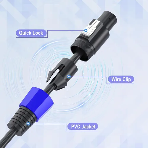 Miniatura 6 de Paquete de 2 cables profesionales Speakon a Speakon de 50 pies, cables de conexión de 12 AWG, cable de altavoz amplificador de audio DJ/PA