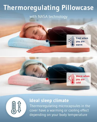 Miniatura 3 de Almohada para dormir boca abajo MIZAR, almohada ultra fina de 2.7 pulgadas diseñada en Alemania, almohada ergonómica con funda de almohada lavable