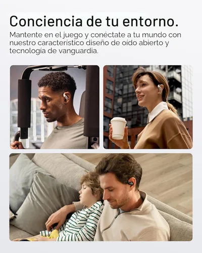 Miniatura 7 de SHOKZ Nuevos auriculares OpenFit 2+ de oreja abierta, habilitados para Dolby Audio, cómodos auriculares con ganchos suaves para los oídos, tiempo
