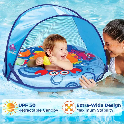 Miniatura 3 de Aqua Leisure - Barco para bebé autoinflable con asiento ajustable, toldo retráctil y protección solar
