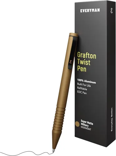Miniatura 10 de Everyman Black Grafton - Bolígrafo de gel recargable súper mate de clic completo Herramienta de escritura EDC duradera con agarre profundo Flujo