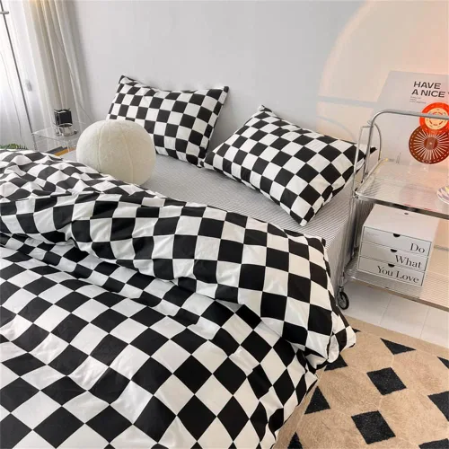 Miniatura 4 de Wellboo Juegos de Edredones a Cuadros Negros y Blancos Queen para Mujeres y Hombres Ropa de Cama de Cuadrícula de Tablero de Ajedrez Blanco y Negro