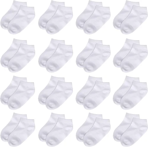 Calcetines para niños pequeños, paquete de 16 calcetines deportivos de corte bajo para bebés, niños y niñas, calcetines transpirables a granel