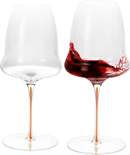Miniatura 27 de KAMMAK Juego de 2 copas de vino de 11.49 onzas, de cristal soplado a mano, borde fino y tallo largo, perfectas para rojo y blanco, uso diario