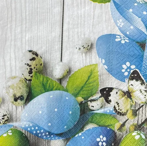 Servilletas de papel con huevos de Pascua de 13 x 13 pulgadas, 20 unidades, 3 capas, estampado de huevos azules, servilletas de cóctel para arte,