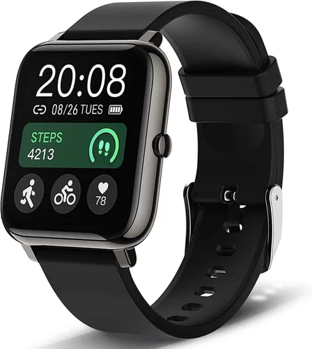 Popglory Reloj inteligente, reloj inteligente con presión arterial, monitor de oxígeno en sangre, monitor de actividad física con monitor de Negro