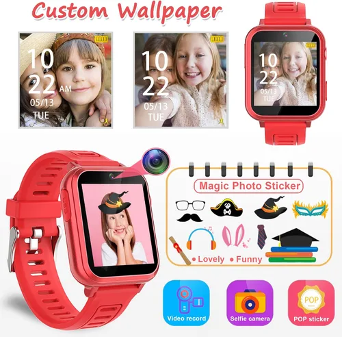 Miniatura 5 de Reloj inteligente Wiszodet para niños - Reloj inteligente para niñas y niños, regalos para niños de 4 a 12 años con 24 juegos, cámara, video