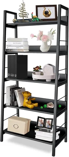 Miniatura 10 de Himimi Estantería industrial, estante de escalera grande de 5 niveles, estante de almacenamiento independiente, estantes inclinados para libros