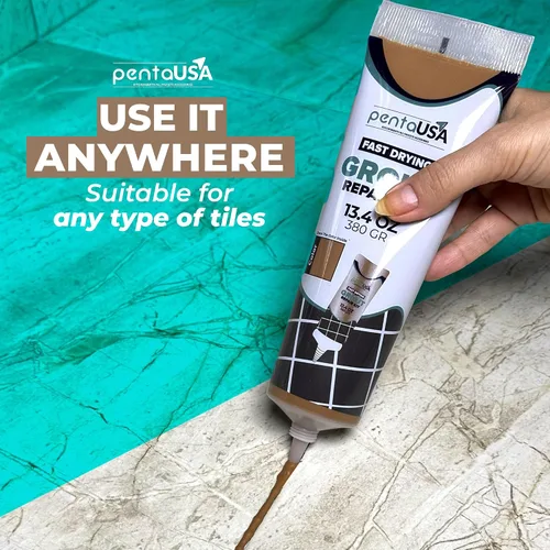 Miniatura 6 de PentaUSA Lechada para Azulejos - Reparaciones de Relleno de Lechada Grande, Kit de Reparación de Lechada de Secado Rápido, Fórmula Inodora - Incluye