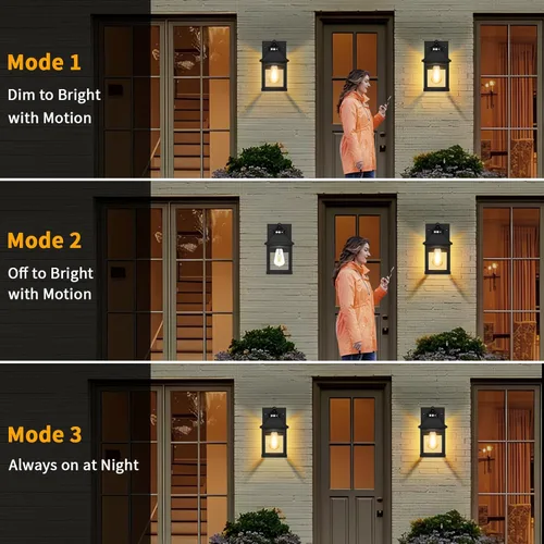 Miniatura 3 de Luces de Aplique Solar para Exteriores Montaje en Pared Luz Solar para Porche Exterior Impermeable con 3 Modos de Iluminación y Sensor de Movimiento