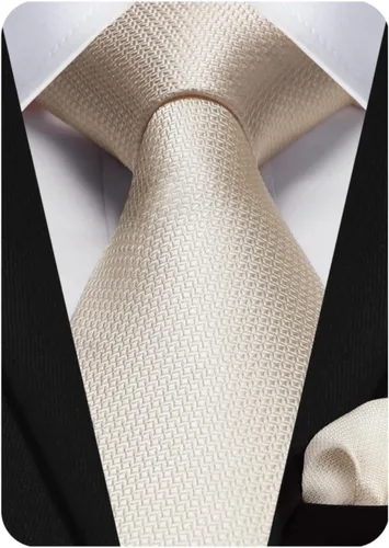 Miniatura 103 de HISDERN Conjunto de corbata a cuadros a cuadros pañuelo tejido clásico formal para hombre corbata y bolsillo cuadrado