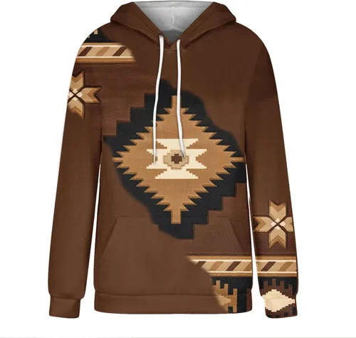 Miniatura 32 de Sudaderas con capucha azteca occidental para mujer, sudaderas de manga larga con gráficos vintage, camisetas de vaquera, ropa 2023