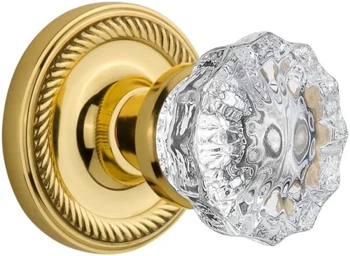 Miniatura 6 de Nostalgic Roseta de cuerda de almacén con pomo de puerta de cristal Peltre antiguo