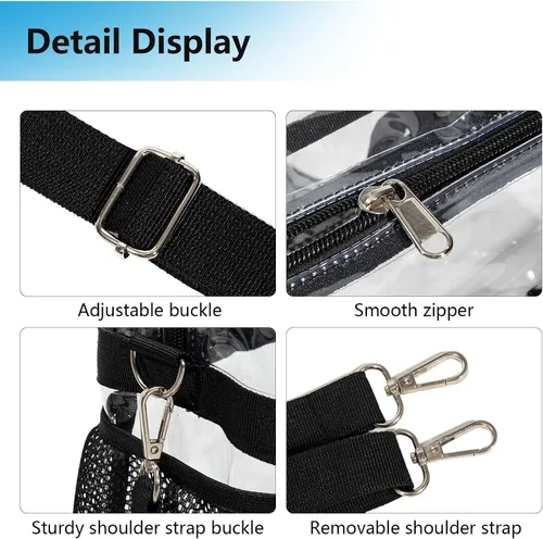 Miniatura 3 de Bolsa transparente de PVC transparente - Bolso cruzado transparente impermeable con correa ajustable y extraíble