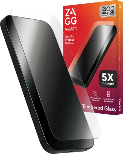 ZAGG Glass Elite - Protector de pantalla para iPhone 16 Pro, 5 veces más fuerte, bordes reforzados, vidrio templado ultra fuerte, resistente a los