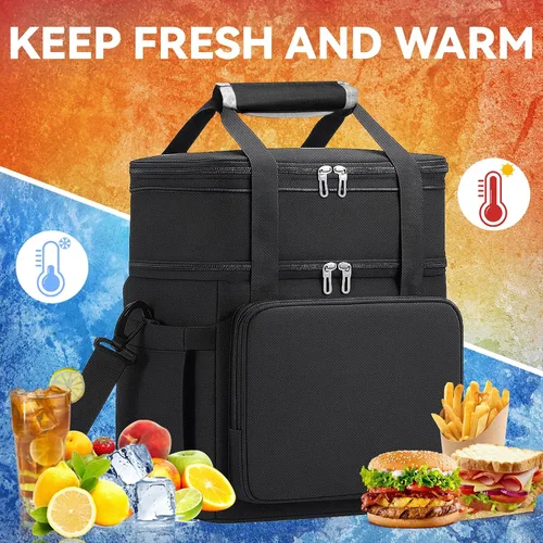 Miniatura 4 de Lonchera para hombres y mujeres, bolsa grande con aislamiento expandible, bolsa enfriadora de doble cubierta a prueba de fugas para adultos