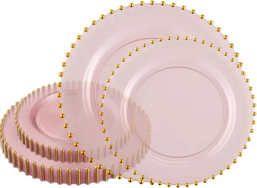 Miniatura 21 de Plasticpro - Juego de platos combinados de 32 piezas de plástico para cena, platos desechables de plástico elegantes y resistentes para fiestas de 7