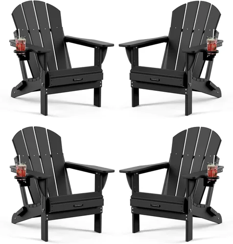 Miniatura 28 de MUCHENGHY Sillas Adirondack plegables, sillas de patio, sillas de césped, silla para exteriores, silla Adirondack de plástico, hoguera, resistente a