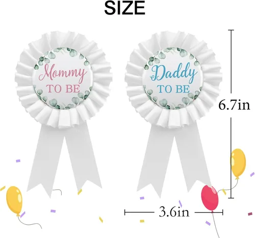 Miniatura 2 de 2 pines para mamá y papá para revelar el género para baby shower, decoración de fiesta temática verde de Oh Baby, regalos de decoración de fiesta