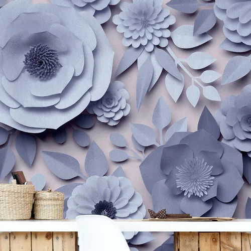 Miniatura 51 de NWT Calcomanía removible de pared/mural blanco pastel azul margarita, naturaleza, desierto, arte digital, arte moderno, decorativo, floral