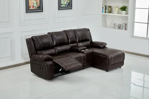Miniatura 3 de Betsy Furniture Servidumbre De Cuero Marrón Modular Reclinado Seccional 8061 (Marrón, Consola)