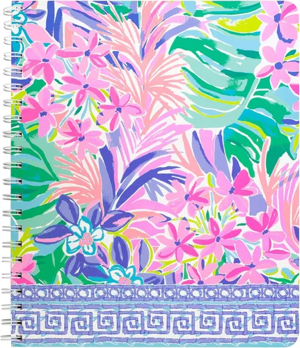 Miniatura 8 de Lilly Pulitzer Cuaderno grande de espiral de tapa dura rosa, 11 x 9.5 pulgadas con 160 páginas con rayas universitarias, Shell Me Something Good