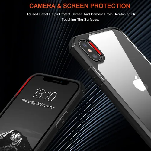 Miniatura 4 de TENDLIN Compatible con iPhone Xs Case/iPhone X Case Crystal Clear Hard Back Soft Bumper Funda protectora (negro)
