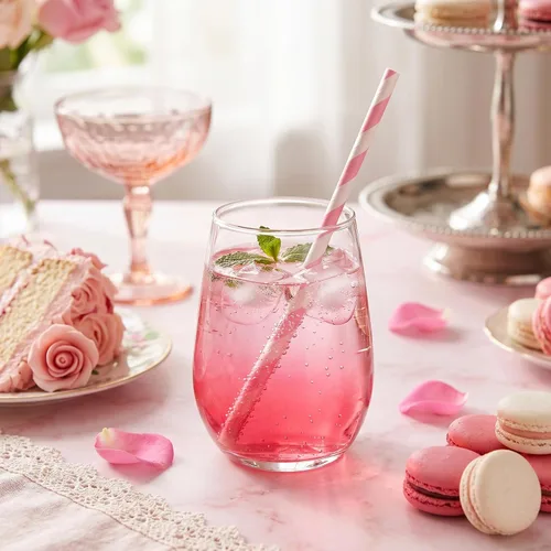Miniatura 2 de PakTalk Paquete de 100 pajitas de papel rosa bebé para beber, desechables y biodegradables para cumpleaños, bodas, baby showers