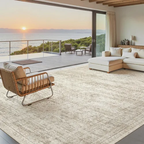 Miniatura 60 de Alfombra de pasillo Soalmost 2'6" x 10' lavable, alfombra antideslizante para cocina, baño, lavandería, alfombras vintage ultra delgadas para Beige