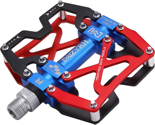 Miniatura 14 de Mzyrh - Pedales de bicicleta de montaña, ultra fuertes, coloridos, mecanizados CNC, de 9/16 pulgadas, ciclismo sellado con 3 rodamientos Negro 3