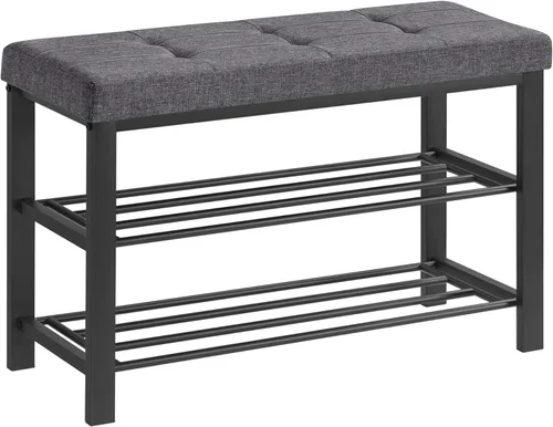 Miniatura 9 de SONGMICS Banco de zapatos, banco de almacenamiento, banco de entrada con cojín, estante para zapatos con asiento, ahorro de espacio, estilo moderno