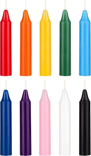 Mega Candles 10 piezas Velas Cónicas Mini Exquisitas de Colores Surtidos Sin Aroma, 4 Pulgadas de Alto x 3/4 Pulgadas de Diámetro, Campanillas